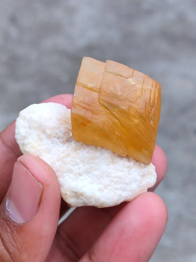 Golden Calcite on Okenite From India - image 2