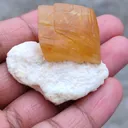 Golden Calcite on Okenite From India - image 6