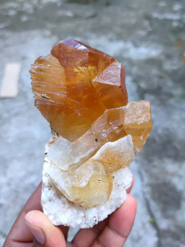 Golden Calcite on Quartz. Available for sale - image 2