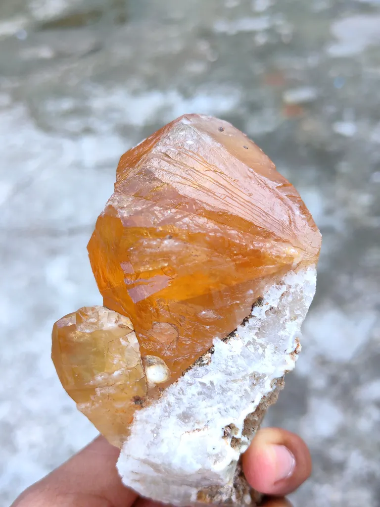 Golden Calcite on Quartz. Available for sale - image 3