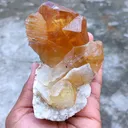 Golden Calcite on Quartz. Available for sale - image 4