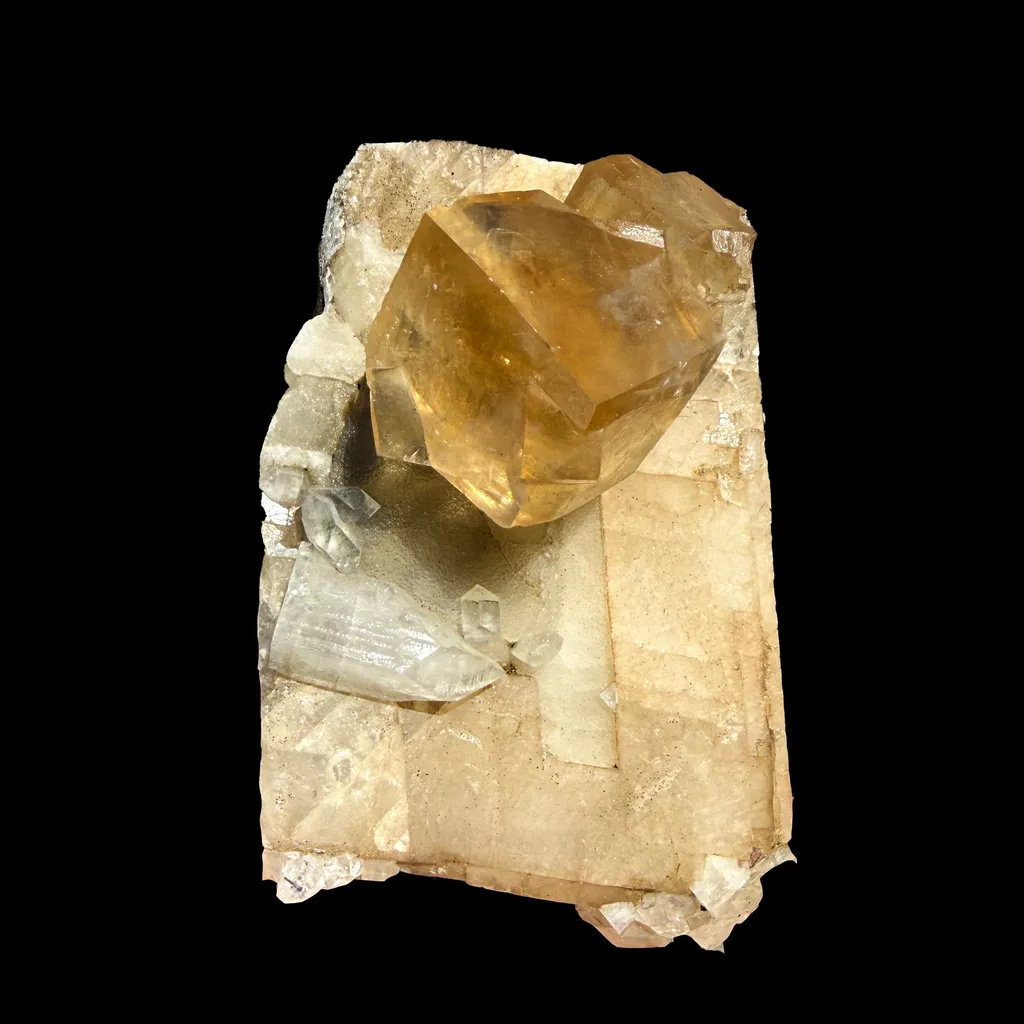 Golden Honey Calcite Crystal – Rare Indian Zeolite Specimen from Maharashtra | Terminated Collector Piece image
