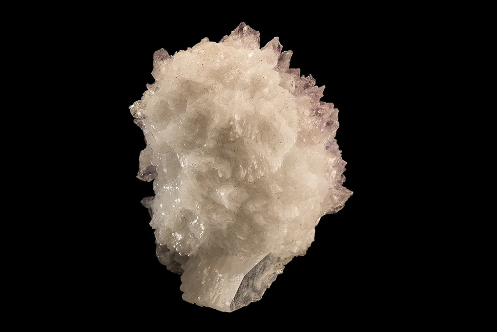 Goosecreekite with Heulandite on Quartz var. Amethyst image