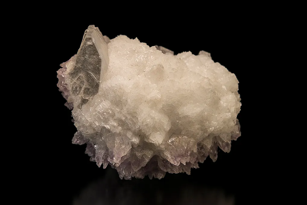 Goosecreekite with Heulandite on Quartz var. Amethyst - image 2