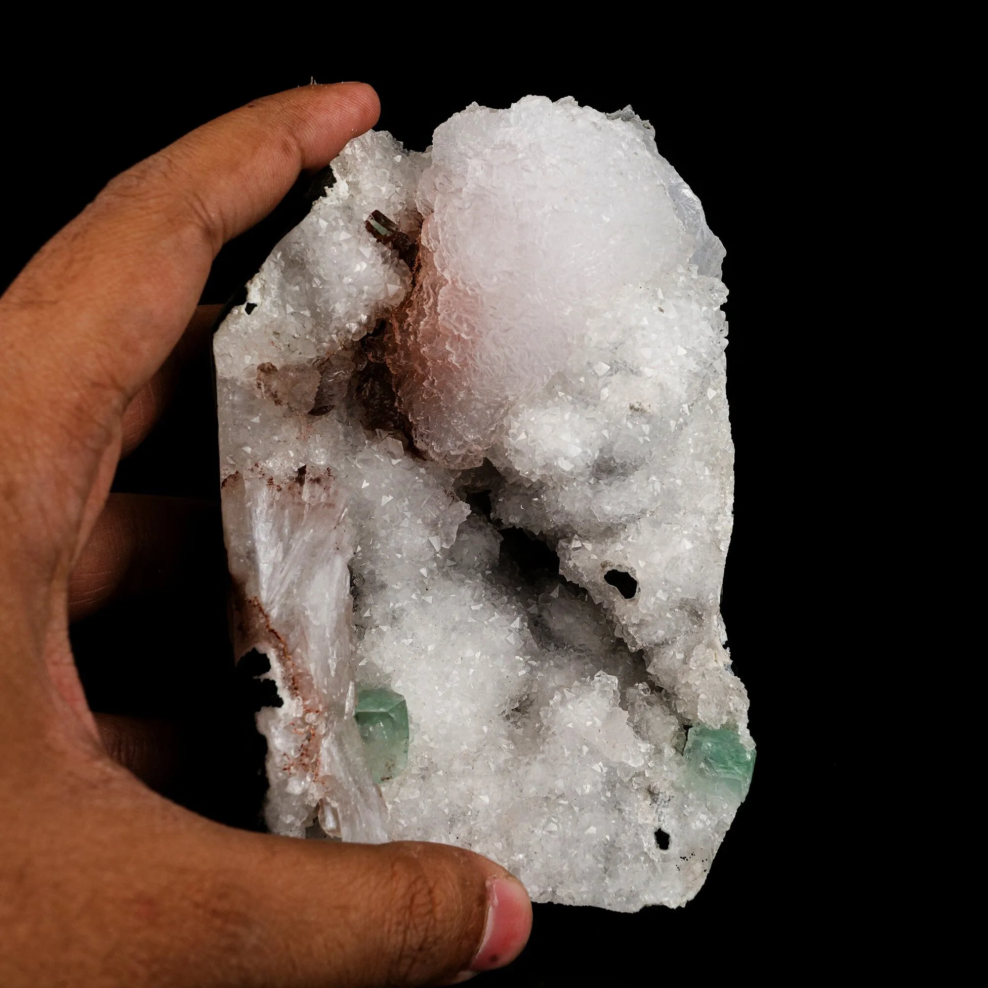 Goosecreekite with MM Quartz and green Apophyllite Self Standing Natural Mineral Specimen - image 4