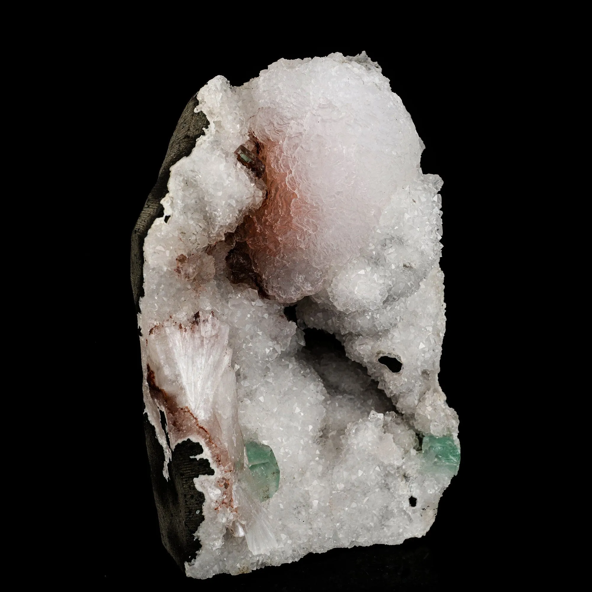 Goosecreekite with MM Quartz and green Apophyllite Self Standing Natural Mineral Specimen - image 2