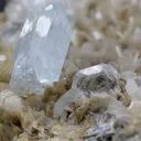 Goshenite with Muscovite from Xiebaoding, Sichuan, China. Fine cabinet specimen featuring glassy, tabular Goschenite - image 2
