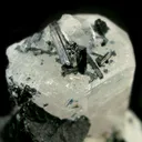 Goshenite With Schorl on Albite - image 2