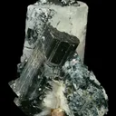 Goshenite With Schorl on Albite - image 3
