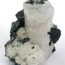 Goshenite With Schorl on Albite - image 1