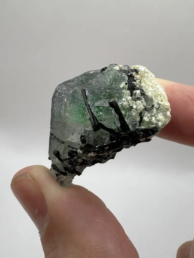 Green and Purple Fluorite with Black Tourmaline from Namibia - 10112 - image 3