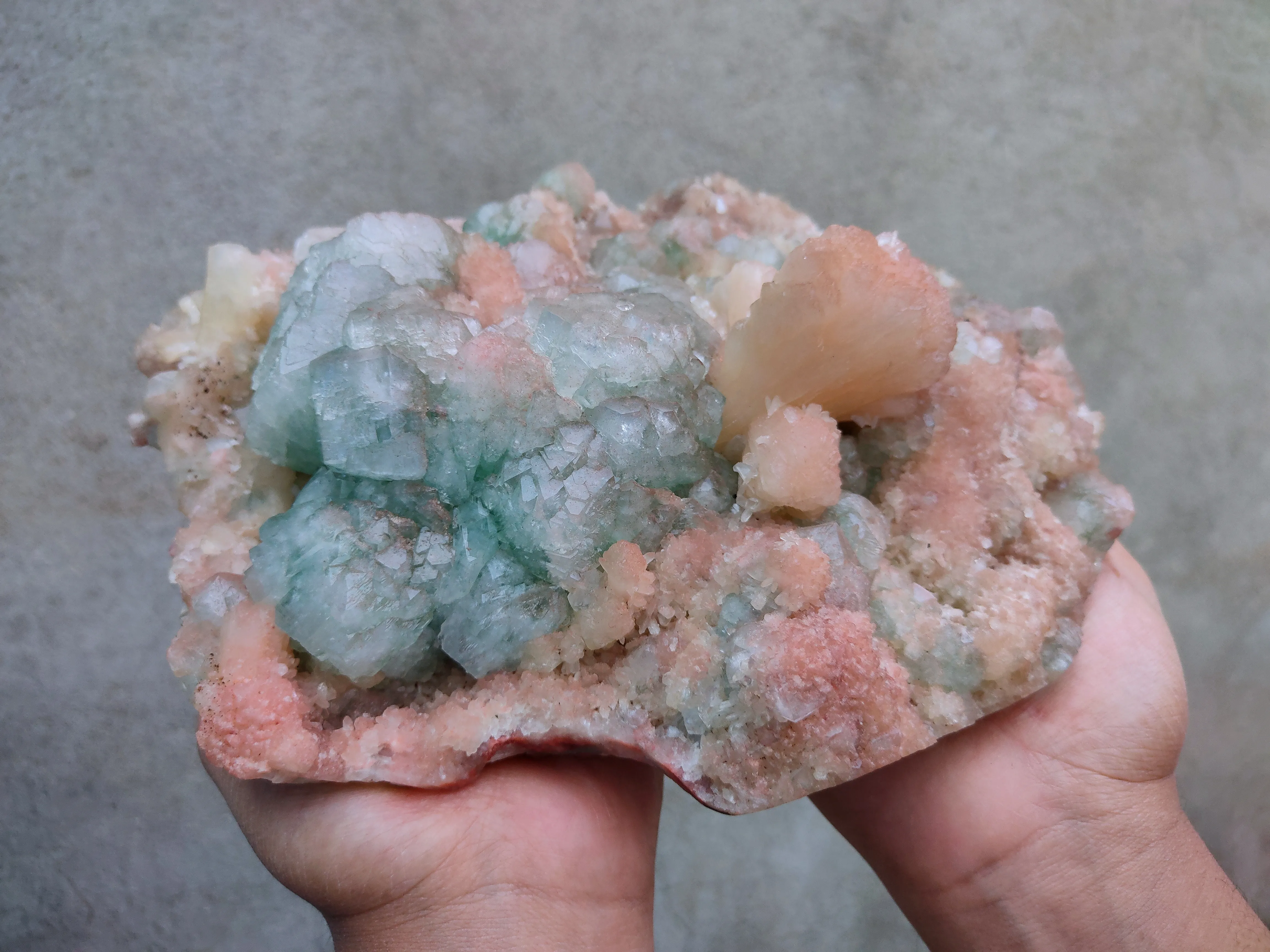 Green and Red Apophyllite with Red Stilbite. - image 2