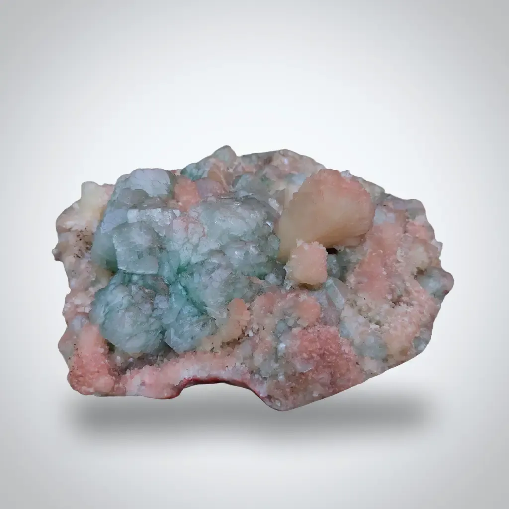 Green and Red Apophyllite with Red Stilbite. image