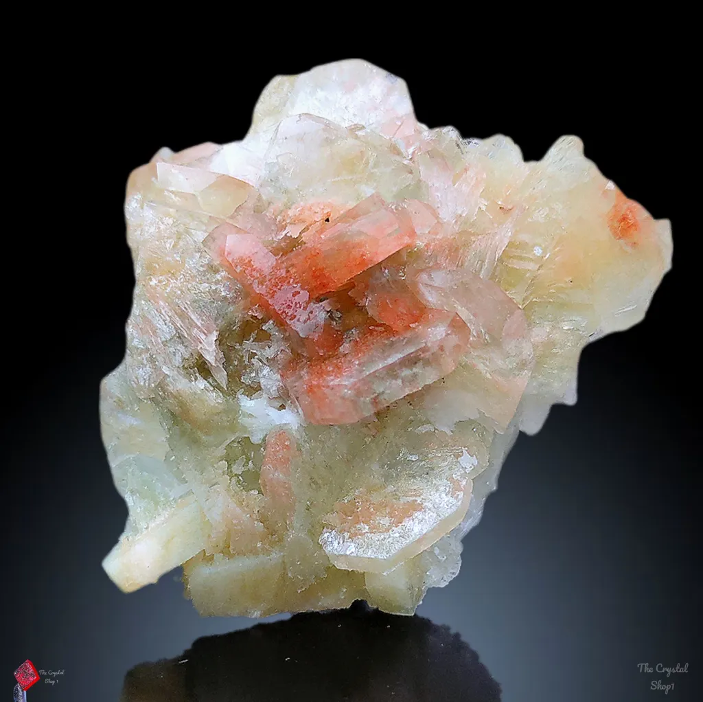 Green and Red Apophyllite with Scolecite