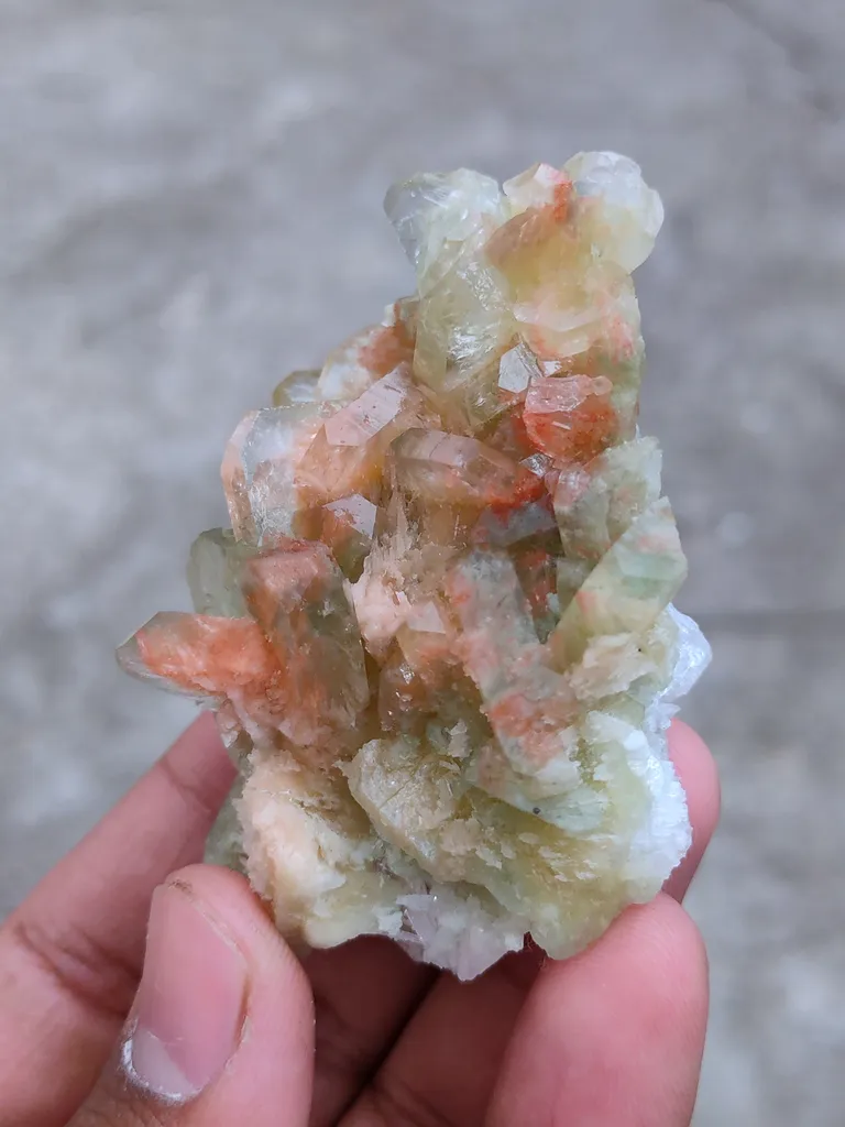 Green and Red Apophyllite with Scolecite Natural mineral Specimen - image 5