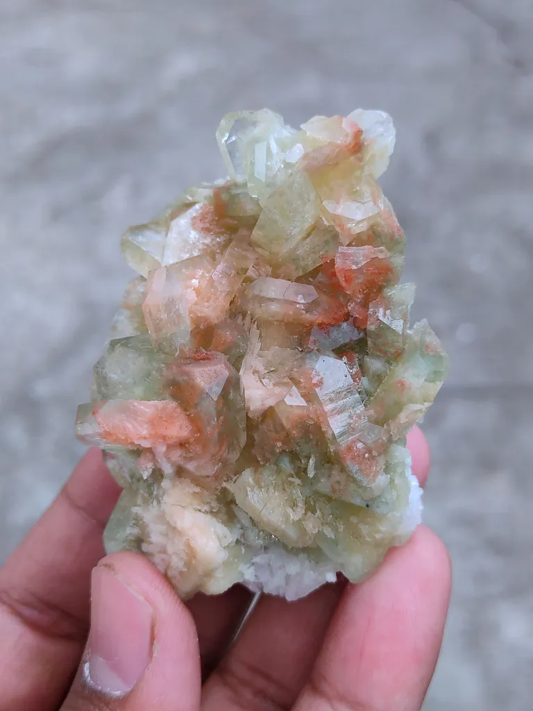 Green and Red Apophyllite with Scolecite Natural mineral Specimen - image 2