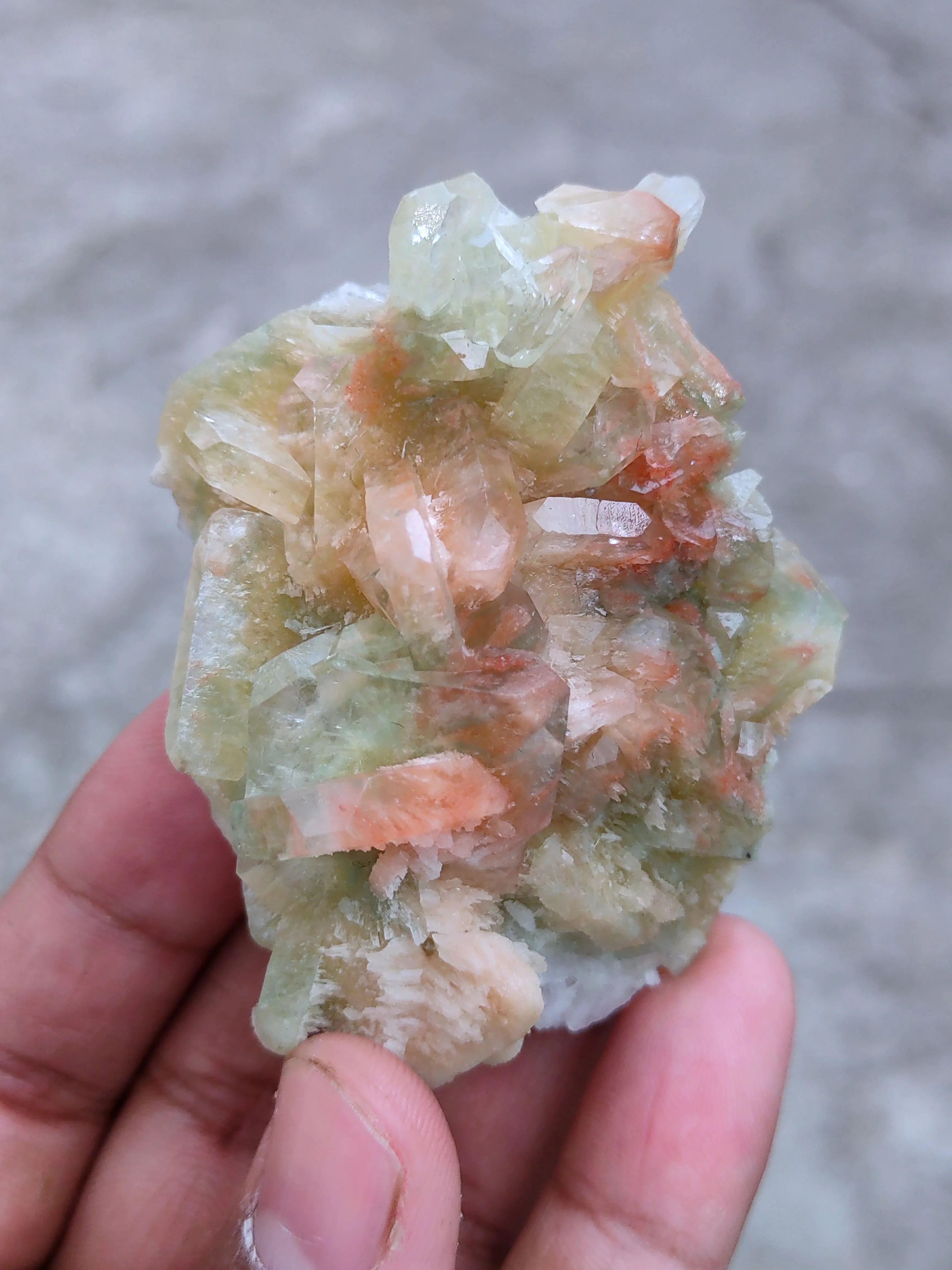 Green and Red Apophyllite with Scolecite Natural mineral Specimen - image 3