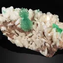 Green Apophyllite Bow Formation Mounted on Stilbite Heulandite Plate - image 1