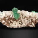 Green Apophyllite Bow Formation Mounted on Stilbite Heulandite Plate - image 3