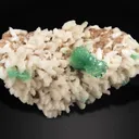 Green Apophyllite Bow Formation Mounted on Stilbite Heulandite Plate - image 4