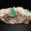 Green Apophyllite Bow Formation Mounted on Stilbite Heulandite Plate - image 2