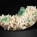 Green Apophyllite Bow Formation Mounted on Stilbite Heulandite Plate - image 5