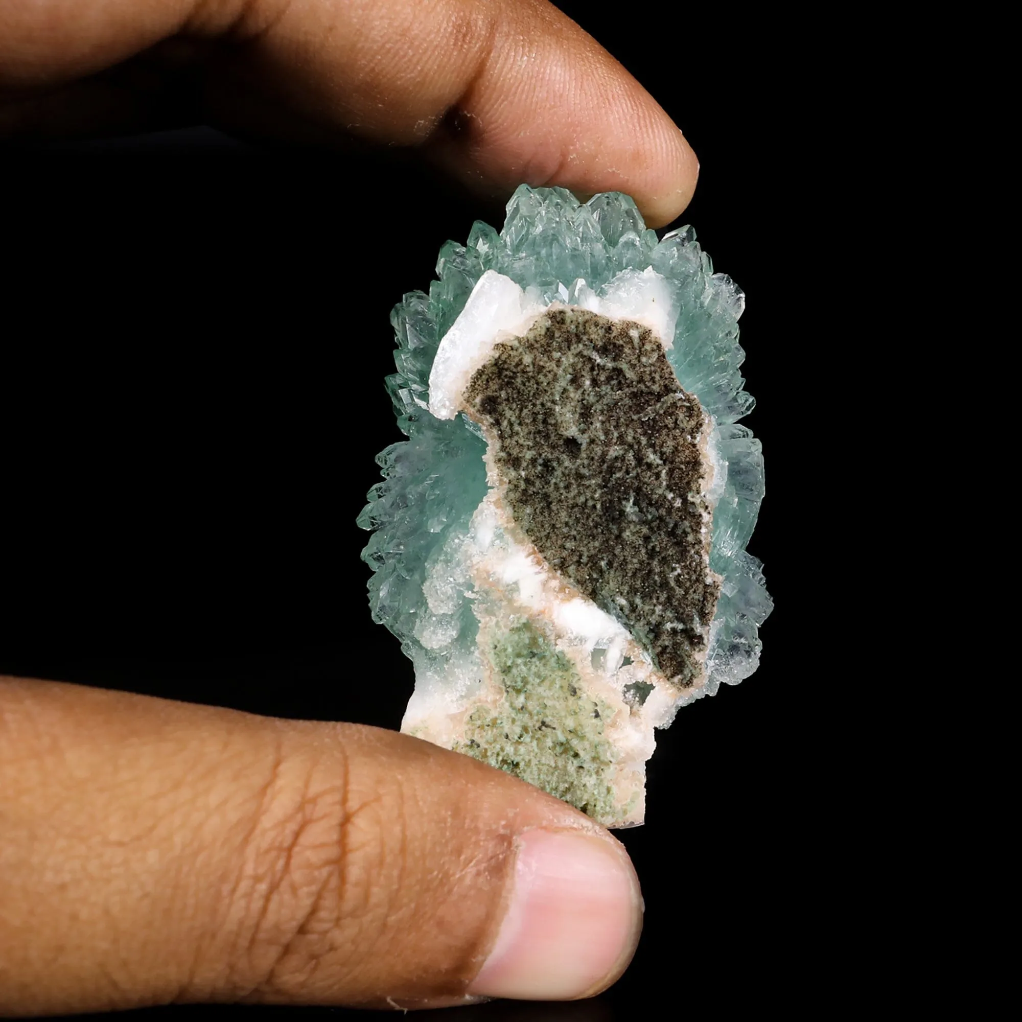 Green Apophyllite Bow with Stilbite Natural Mineral Specimen - image 5