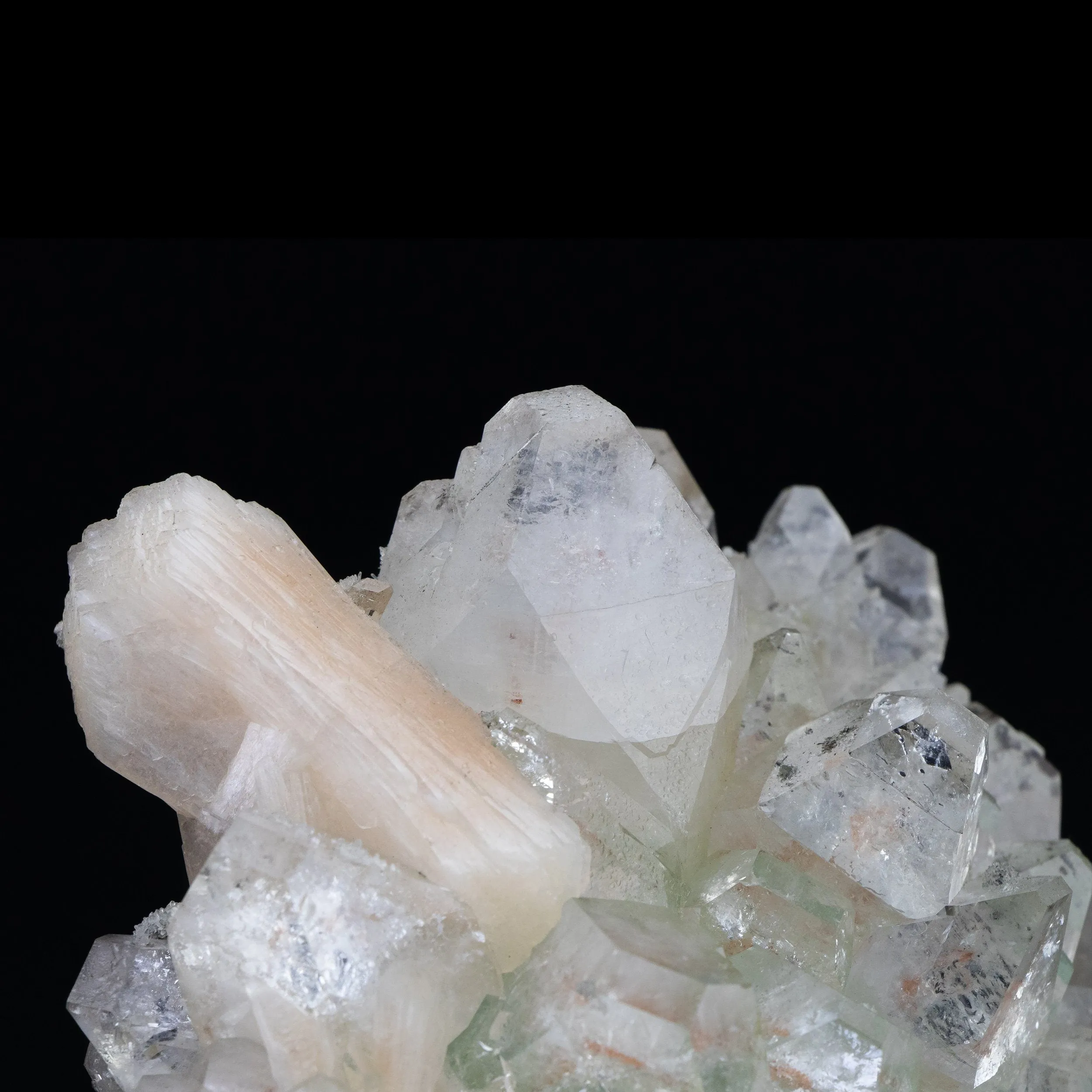 Green Apophyllite Cluster with Large Stilbite Formations - - image 6