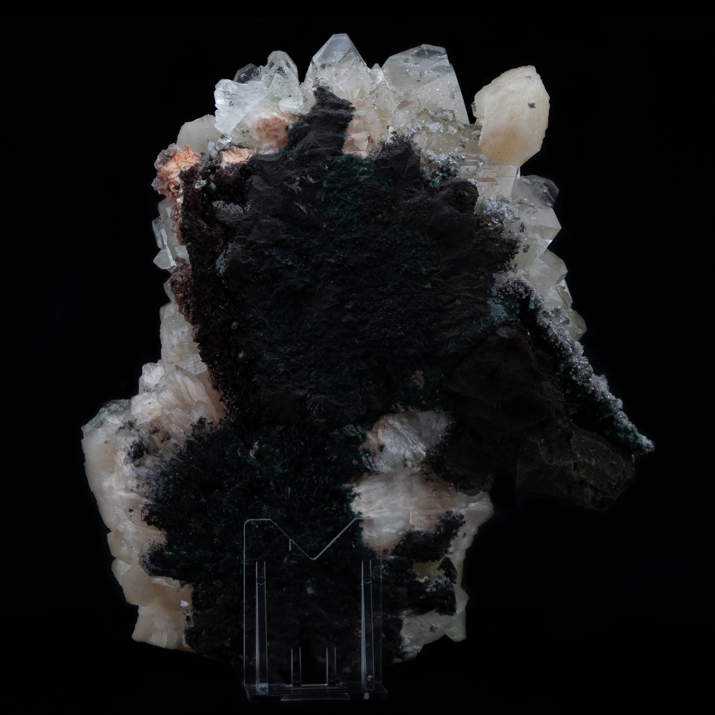 Green Apophyllite Cluster with Large Stilbite Formations - - image 4
