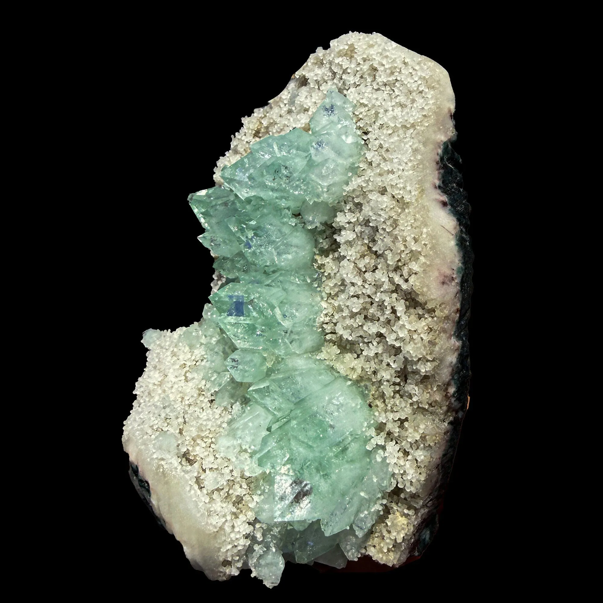 Green Apophyllite Crystal Cluster on Chalcedony Matrix – Rare Indian Zeolite Mineral Specimen - image 3