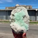 Green Apophyllite Crystal Cluster on Chalcedony Matrix – Rare Indian Zeolite Mineral Specimen - image 2