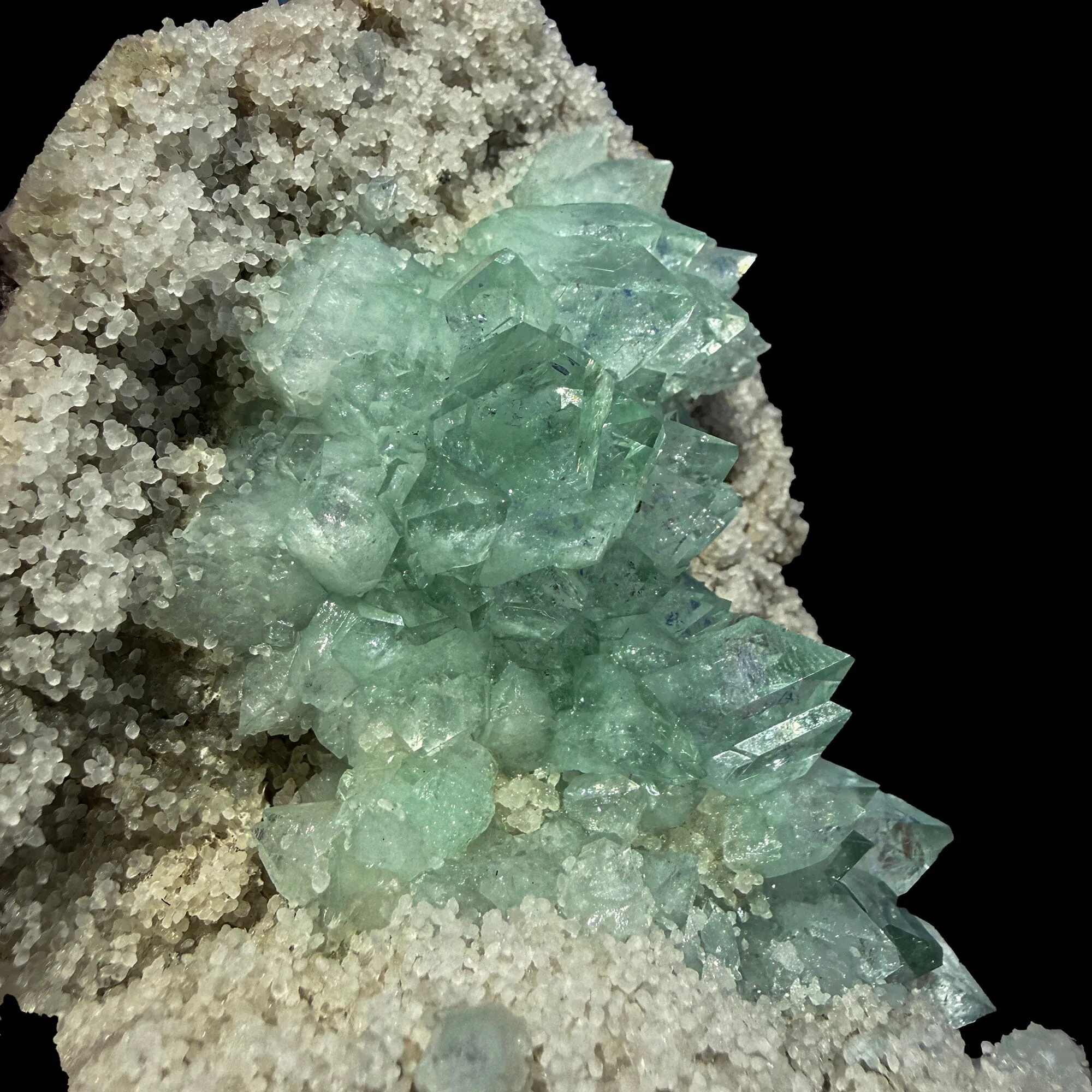 Green Apophyllite Crystal Cluster on Chalcedony Matrix – Rare Indian Zeolite Mineral Specimen - image 6