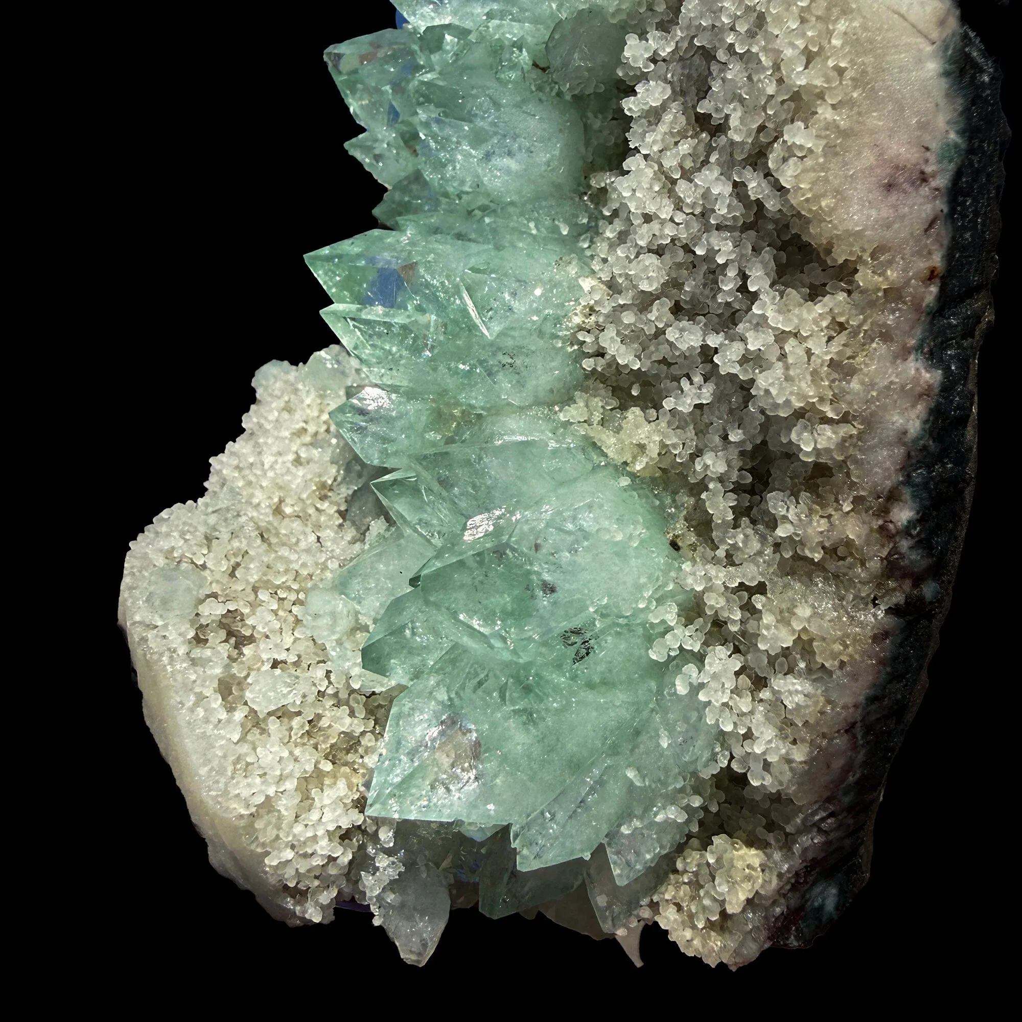 Green Apophyllite Crystal Cluster on Chalcedony Matrix – Rare Indian Zeolite Mineral Specimen - image 5