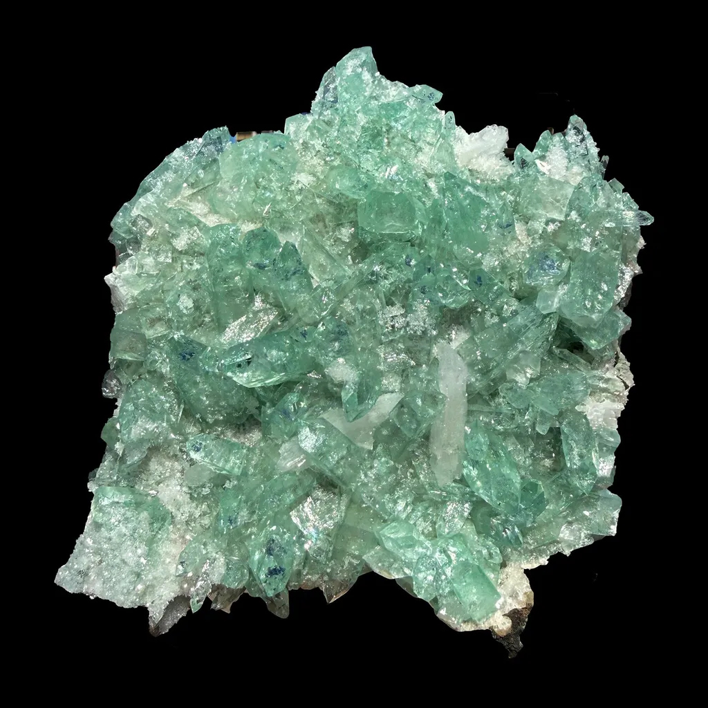 Green Apophyllite Crystal Cluster on Matrix – Natural Zeolite Mineral Specimen from India image
