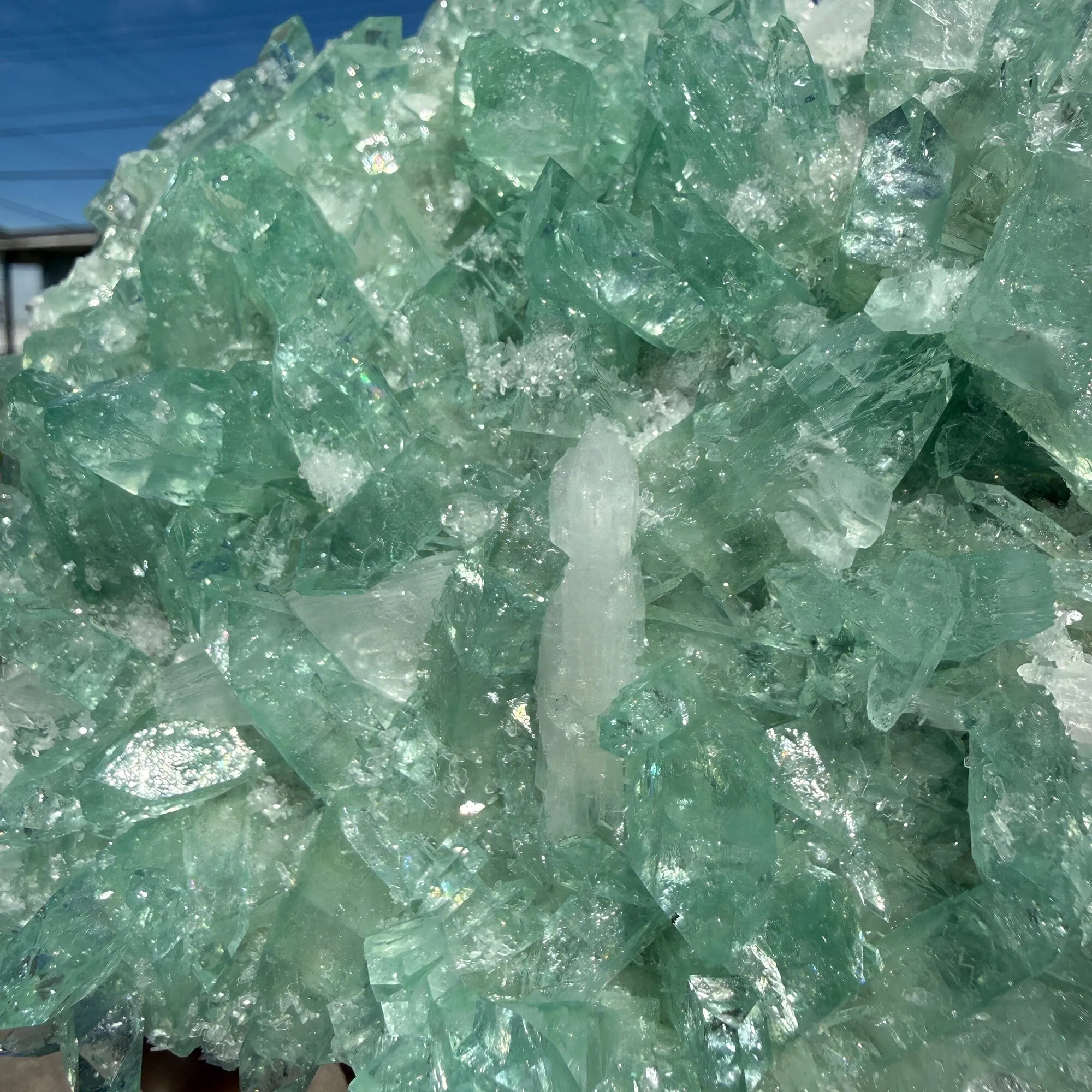 Green Apophyllite Crystal Cluster on Matrix – Natural Zeolite Mineral Specimen from India - image 5