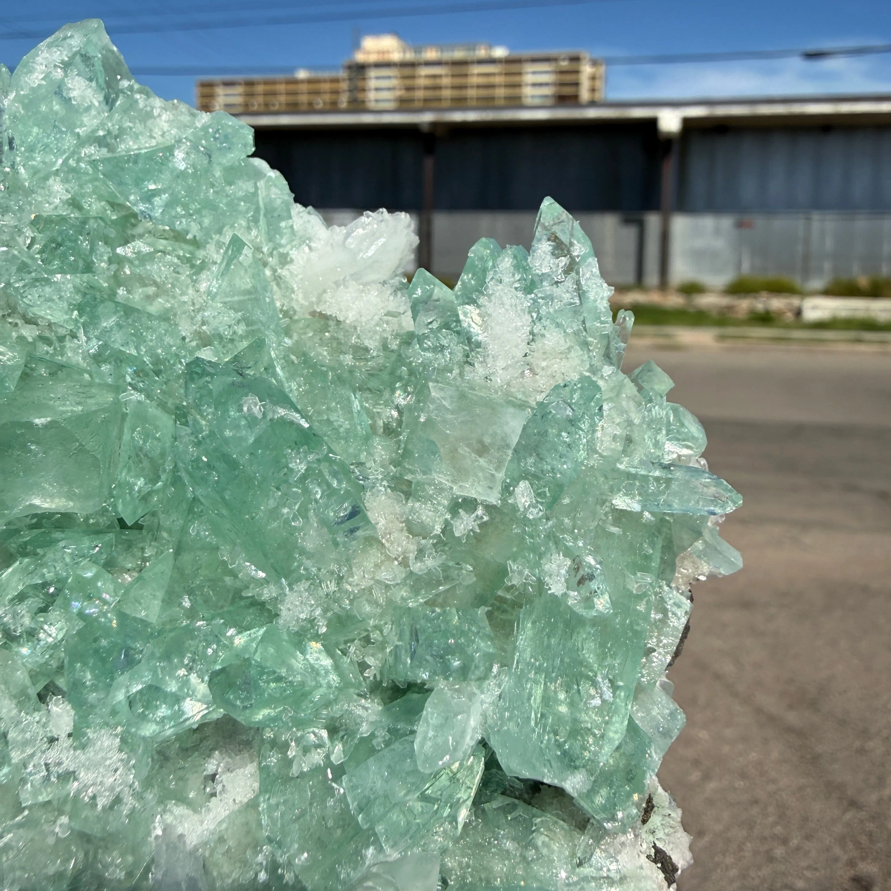 Green Apophyllite Crystal Cluster on Matrix – Natural Zeolite Mineral Specimen from India - image 8