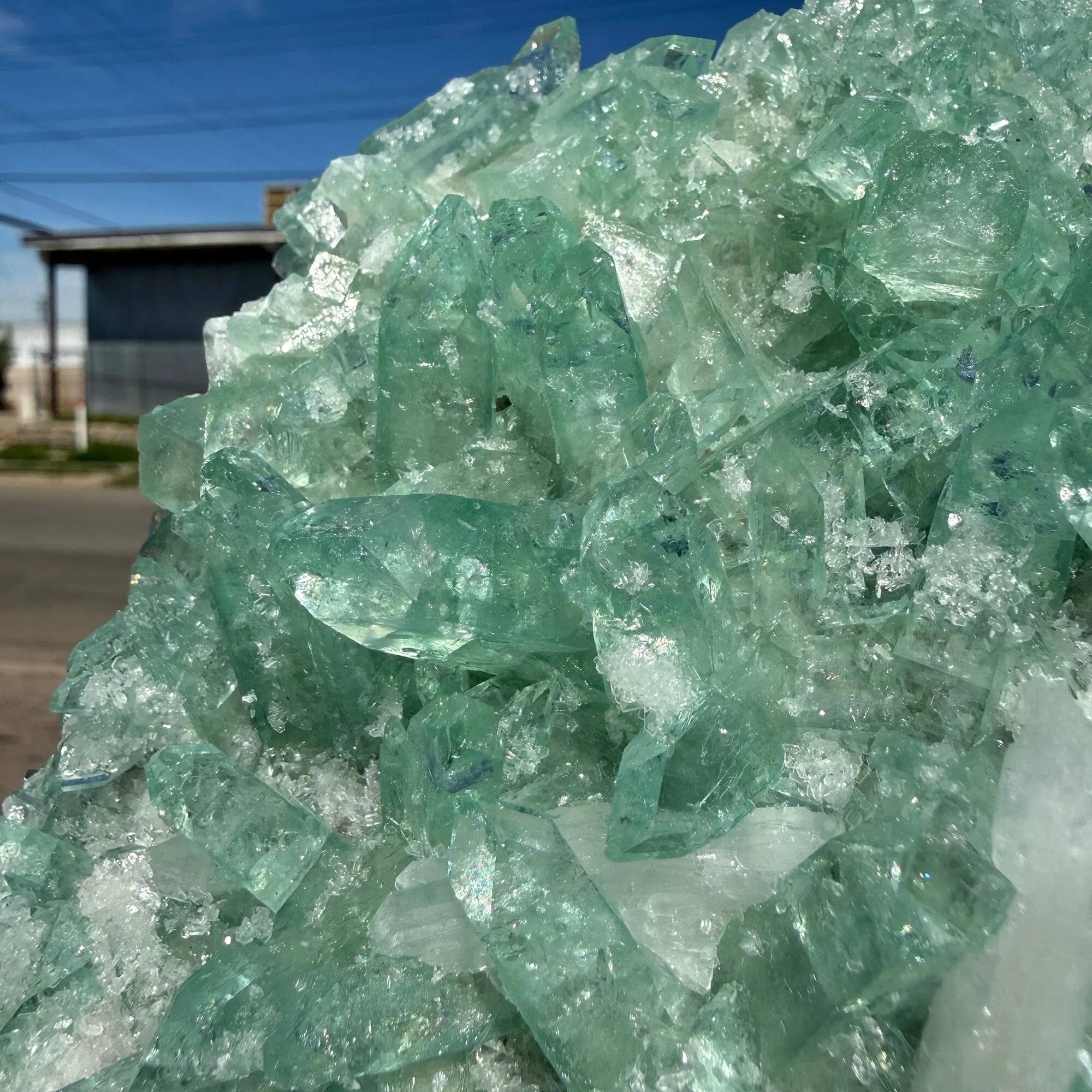 Green Apophyllite Crystal Cluster on Matrix – Natural Zeolite Mineral Specimen from India - image 4