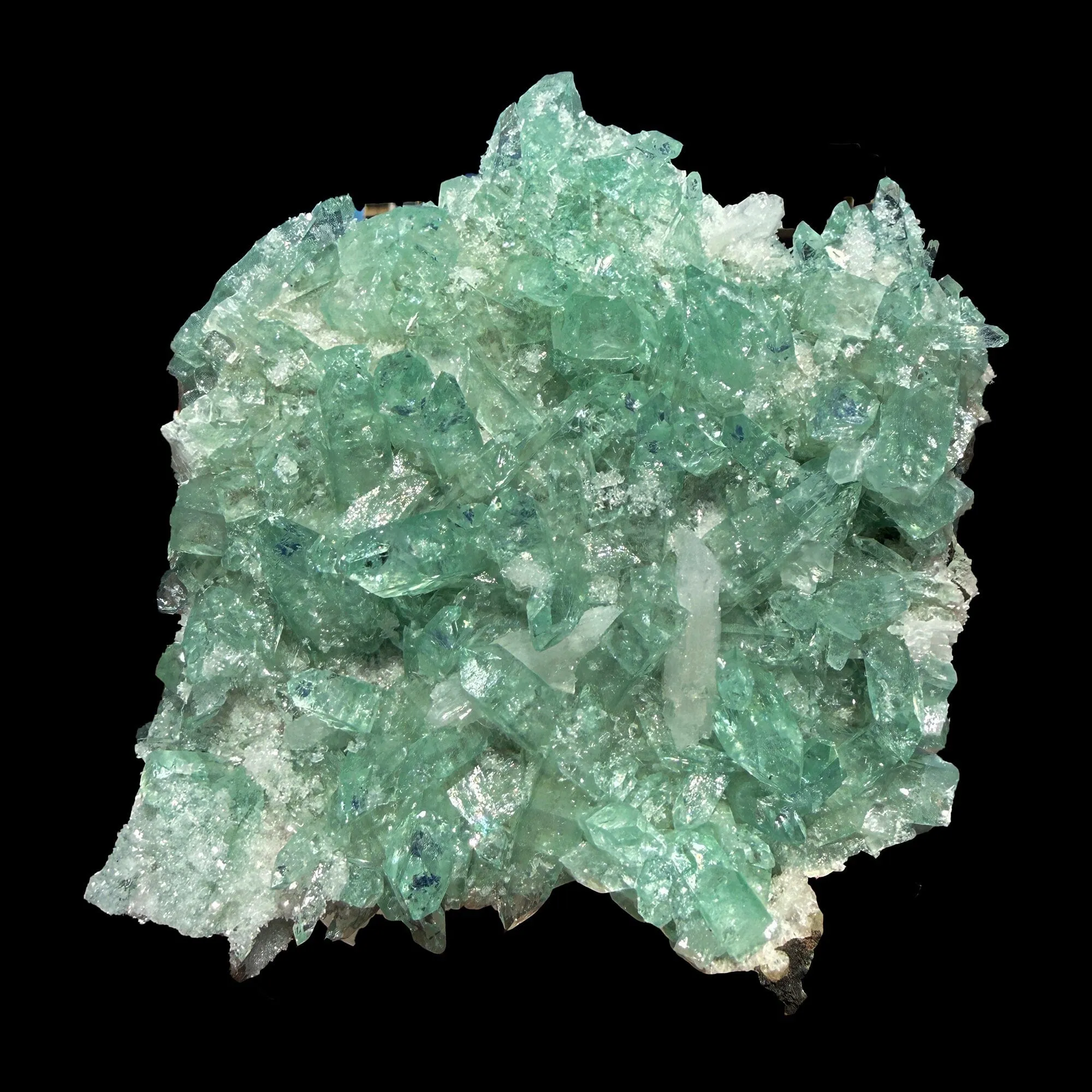 Green Apophyllite Crystal Cluster on Matrix – Natural Zeolite Mineral Specimen from India - image 1