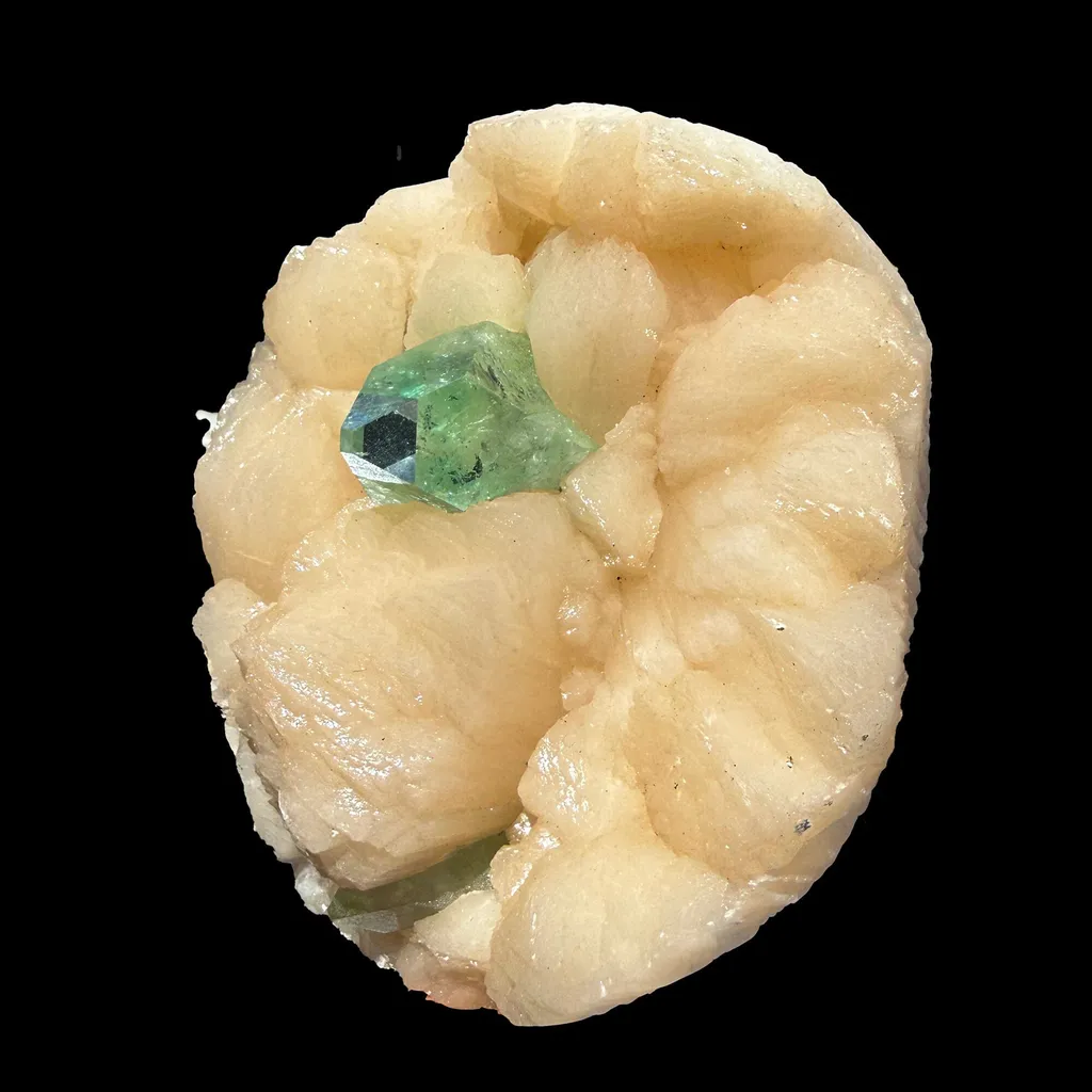 Green Apophyllite Crystal Tip on Stilbite Matrix – Rare Indian Zeolite Mineral Specimen from Maharashtra DKT60 - image 6