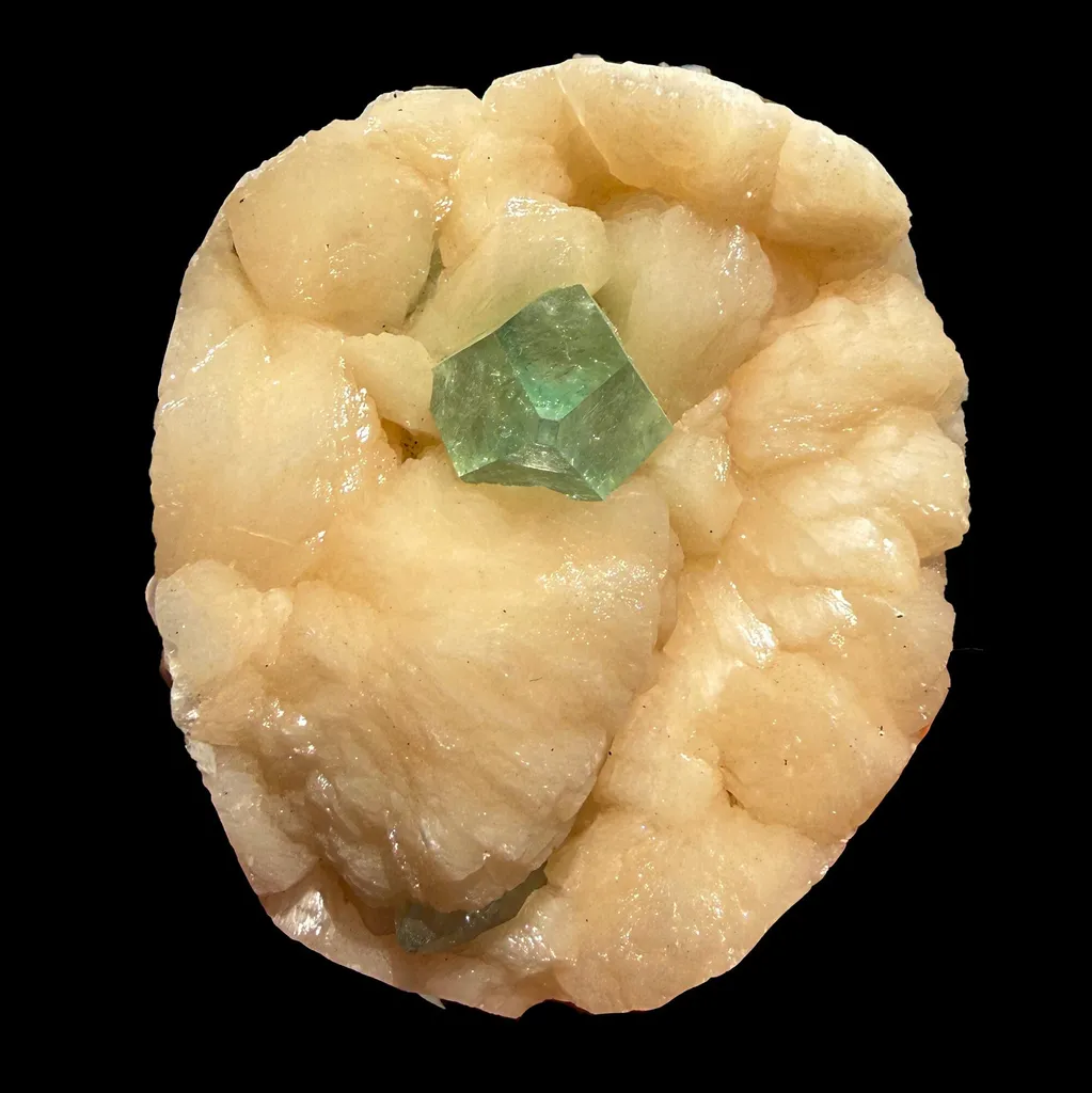 Green Apophyllite Crystal Tip on Stilbite Matrix – Rare Indian Zeolite Mineral Specimen from Maharashtra DKT60 - image 3