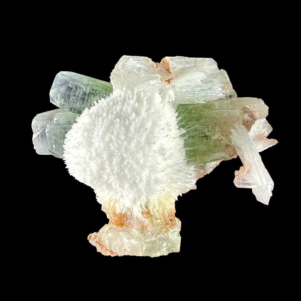 Green Apophyllite Crystal with Scolecite & Stilbite Cluster from Nashik, Maharashtra, India DKT85 - image 7