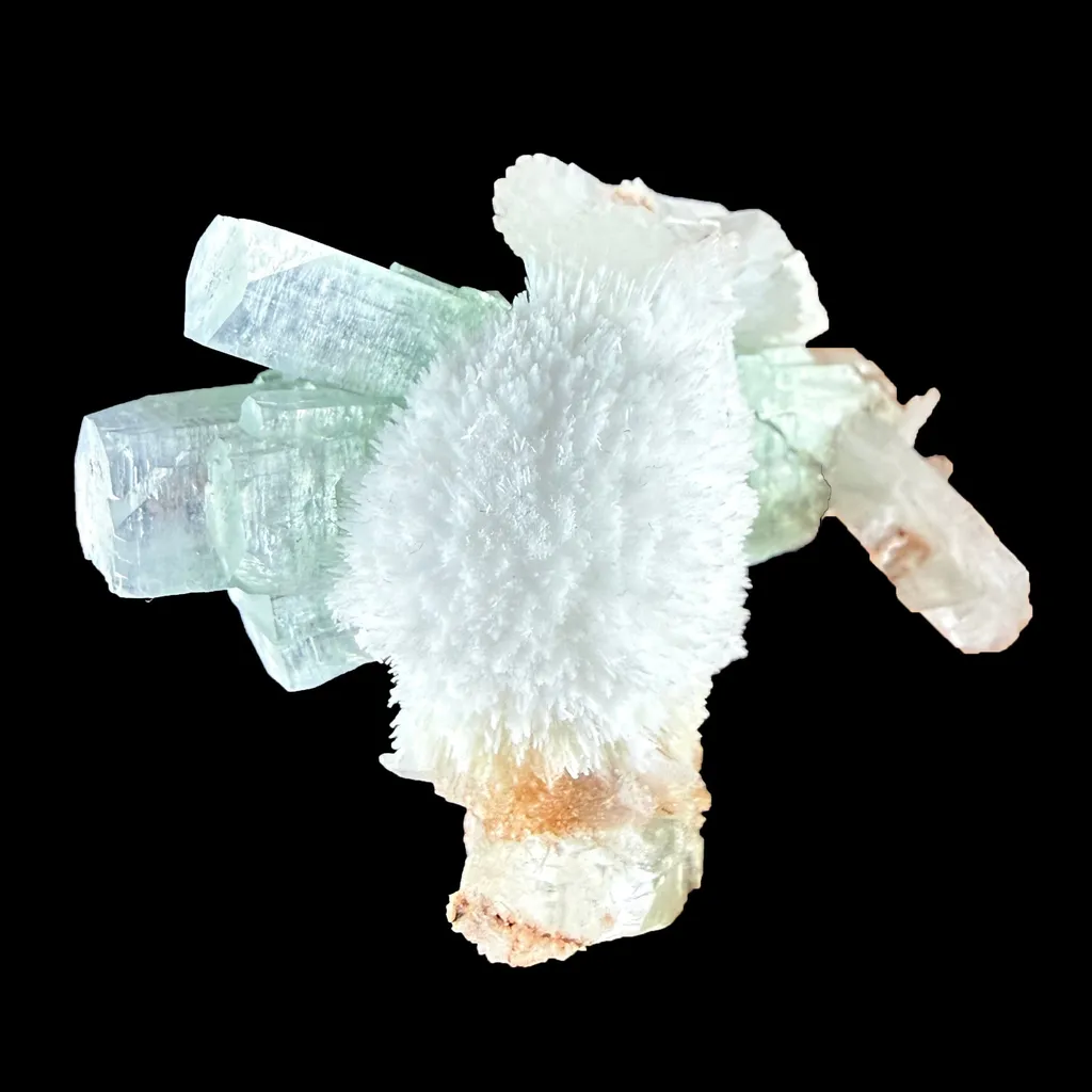 Green Apophyllite Crystal with Scolecite & Stilbite Cluster from Nashik, Maharashtra, India DKT85 - image 6