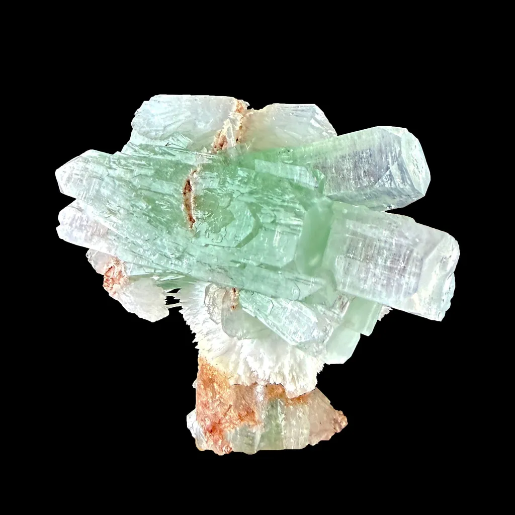 Green Apophyllite Crystal with Scolecite & Stilbite Cluster from Nashik, Maharashtra, India DKT85 - image 4