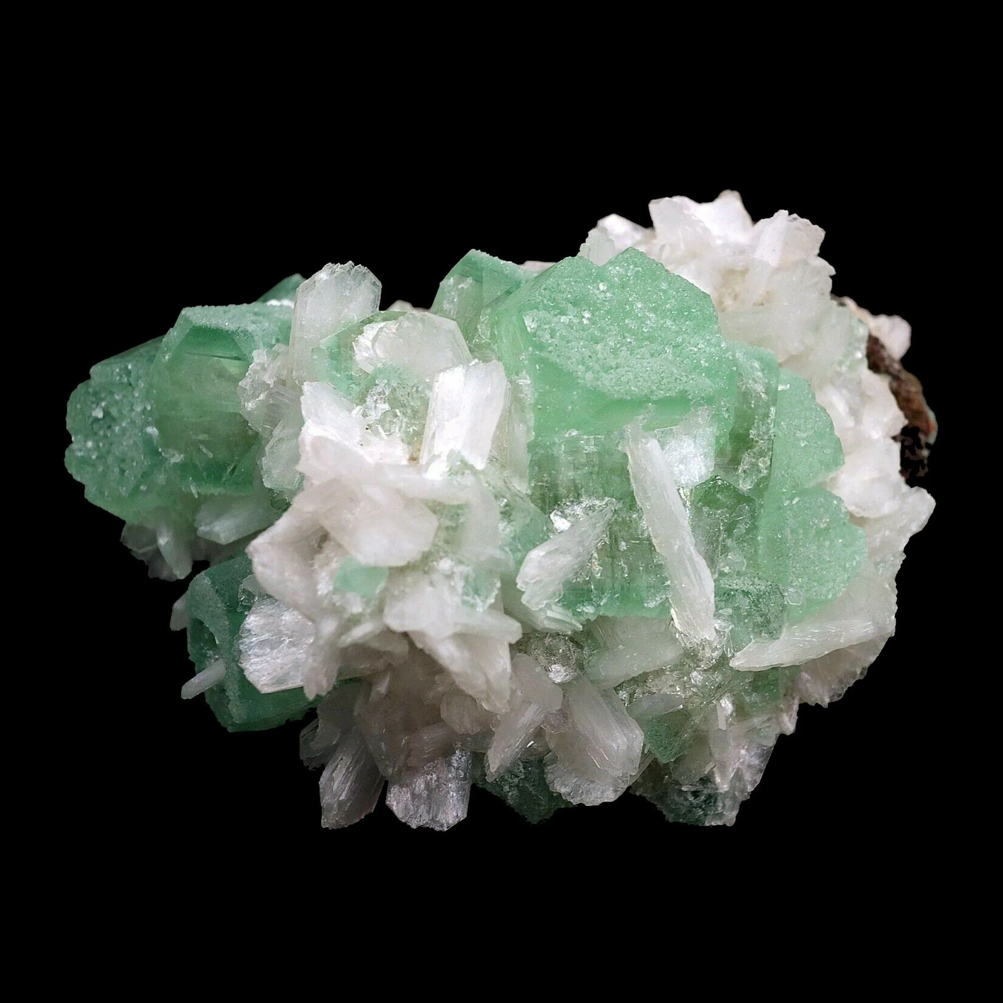 Green Apophyllite Crystal with Stilbite Natural Mineral Specimen - image 1
