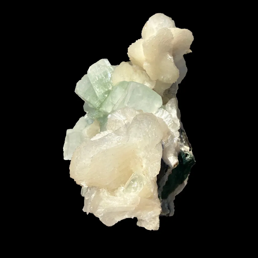 Green Apophyllite Crystal with Stilbite & Scolecite – Indian Zeolite Mineral from Nashik - image 6