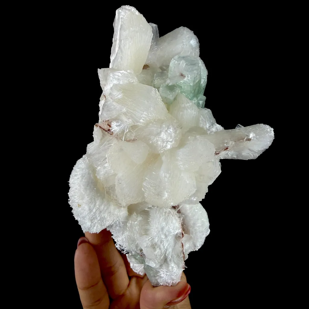 Green Apophyllite Crystal with Stilbite & Scolecite – Indian Zeolite Mineral from Nashik - image 5