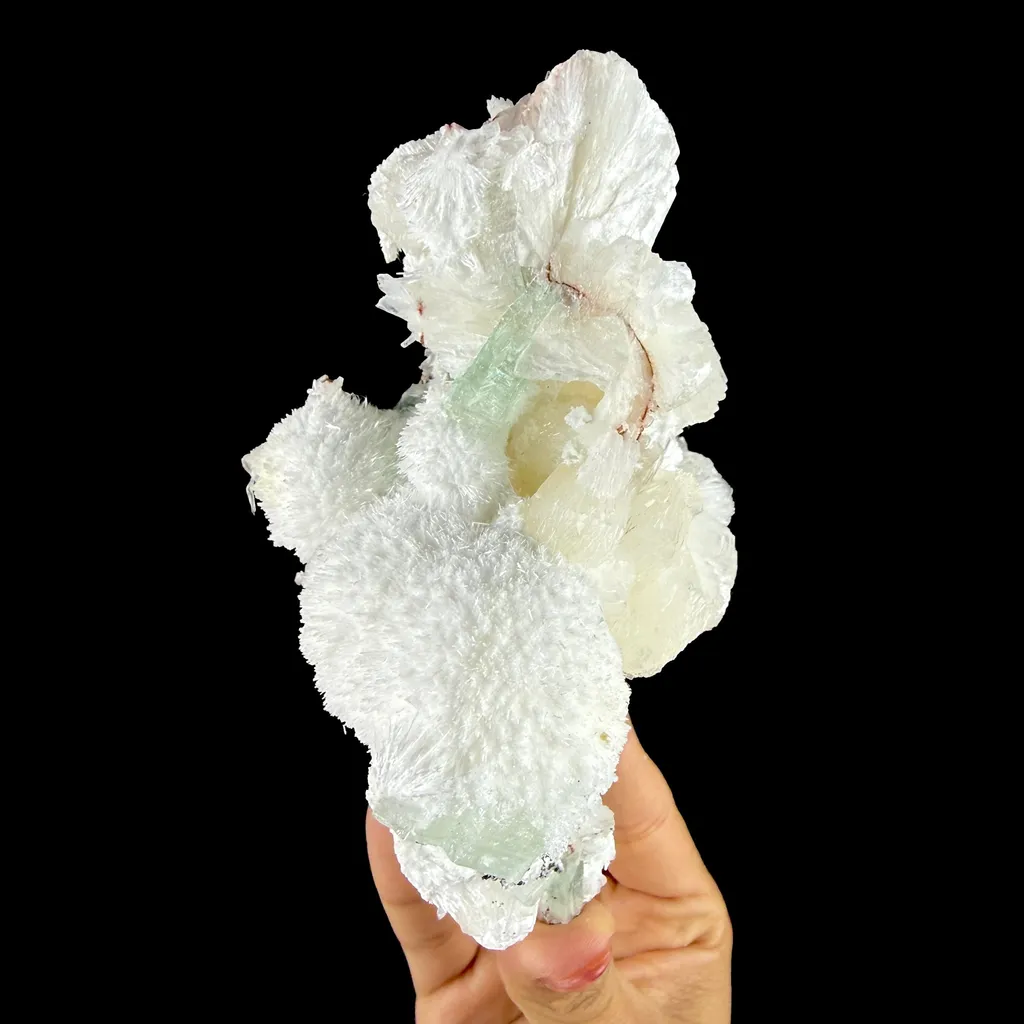 Green Apophyllite Crystal with Stilbite & Scolecite – Indian Zeolite Mineral from Nashik - image 6