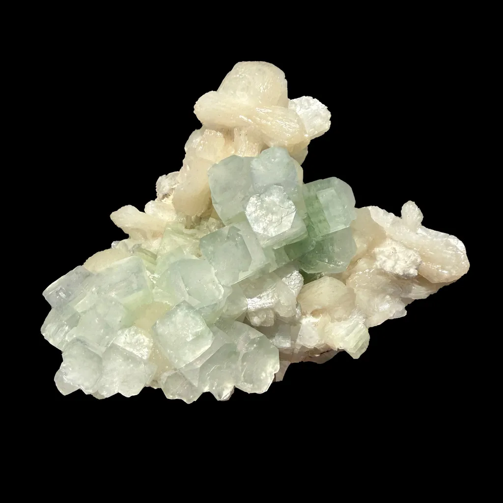 Green Apophyllite Crystal with Stilbite & Scolecite – Indian Zeolite Mineral from Nashik - image 3