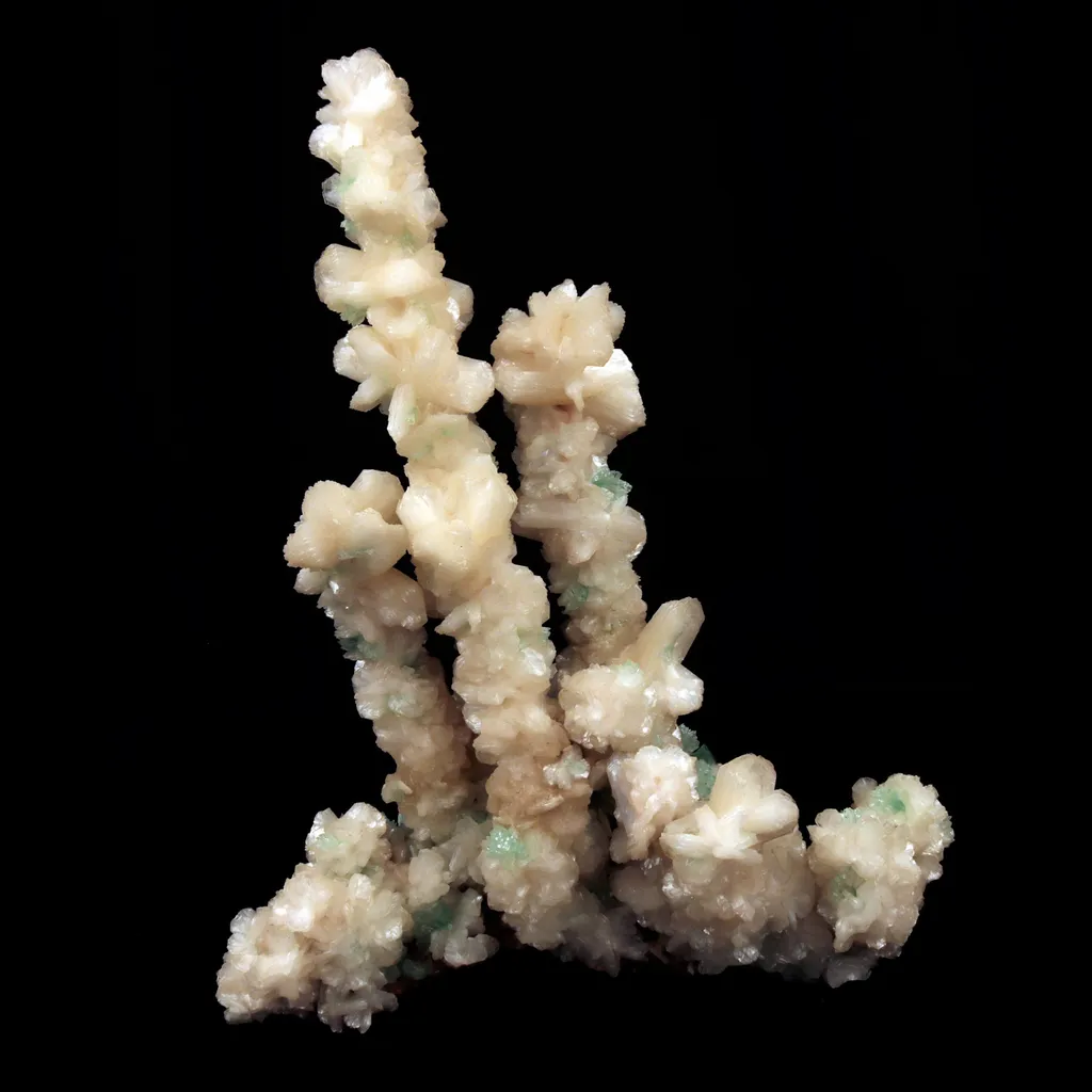 Green Apophyllite Crystals with Stilbite on Heulandite Bush Formation image