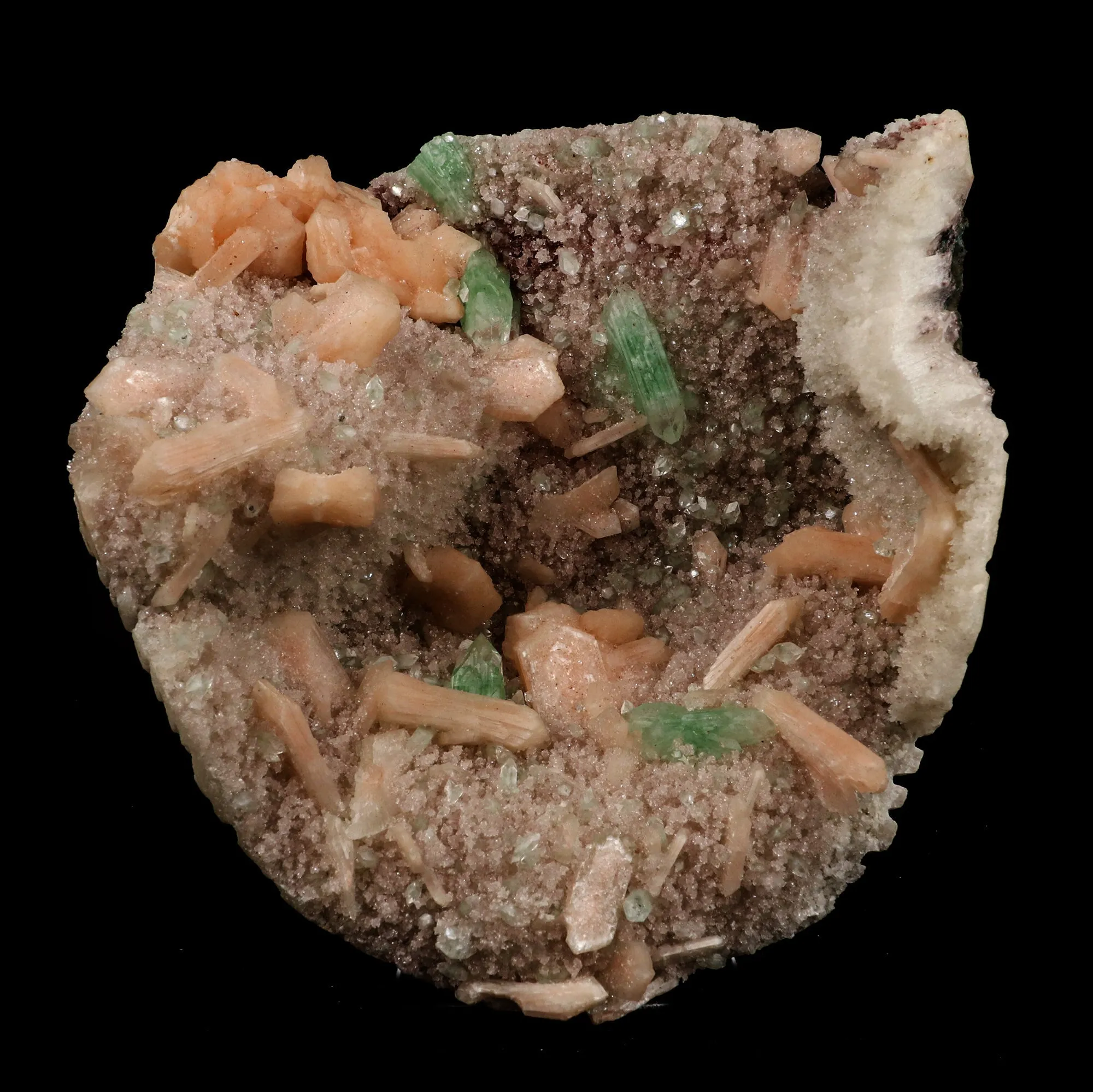 Green Apophyllite Cube with Stilbite and Chalcedony Natural Mineral Specimen - image 1
